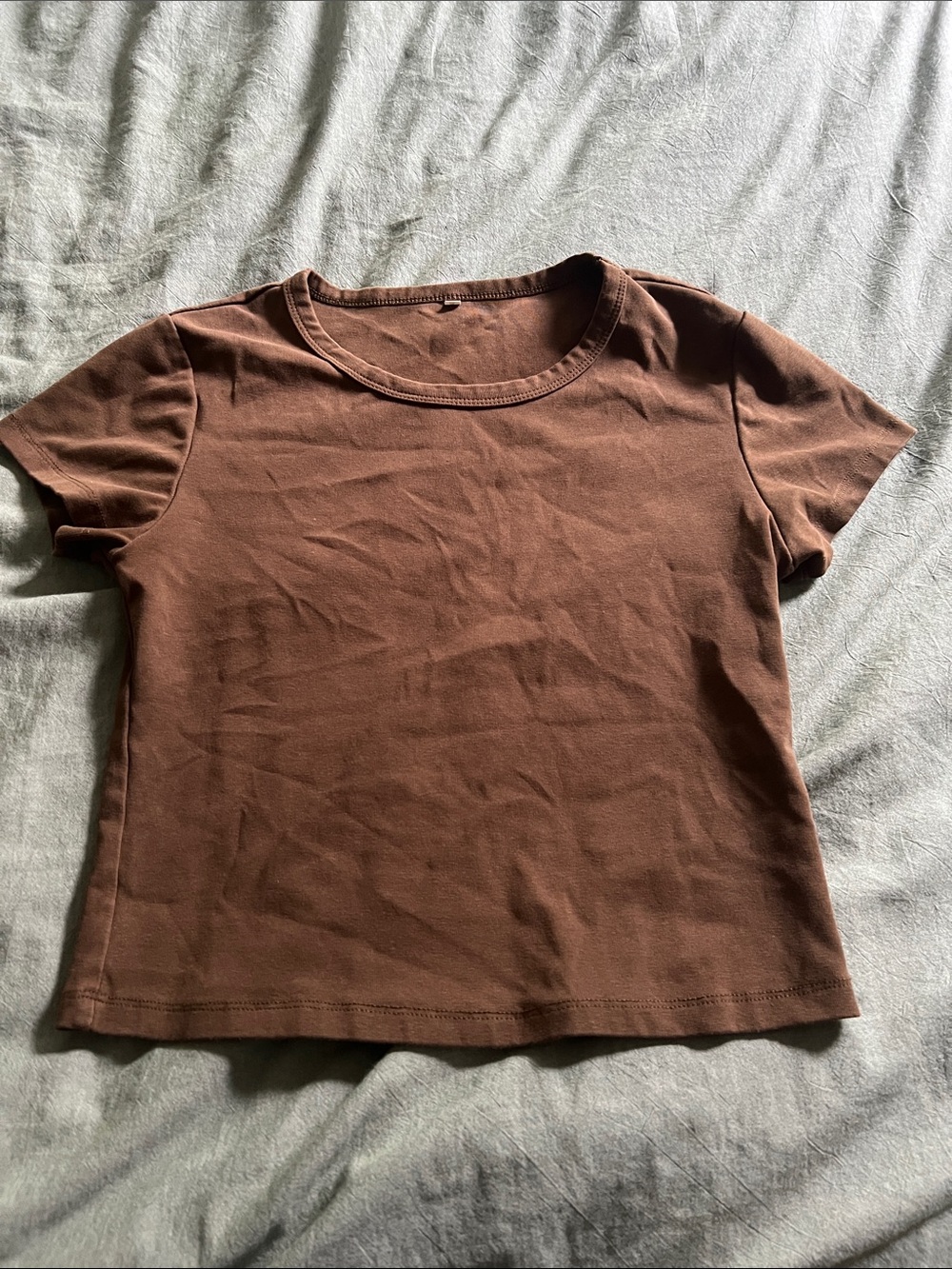 Women’s Brown Short Sleeve Crewneck Top